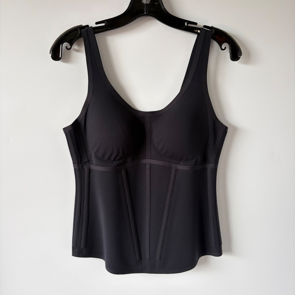 Honeylove Cami Bodysuit Womens L Black Sculpting Compression Tank Top Bra Cup